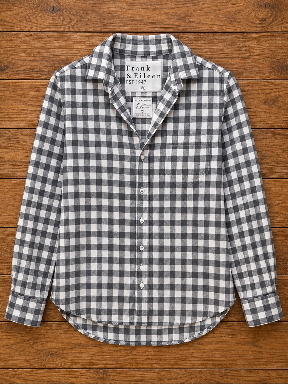 Frank & Eileen Eileen Italian Flannel Check Shirt Gray White Small